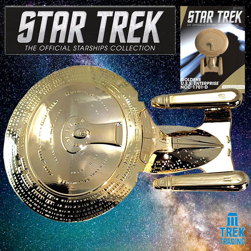 Star Trek Starships Collection - 14cm Gold U.S.S Enterprise NCC-1701-D - Special Issue 20 with German Magazine