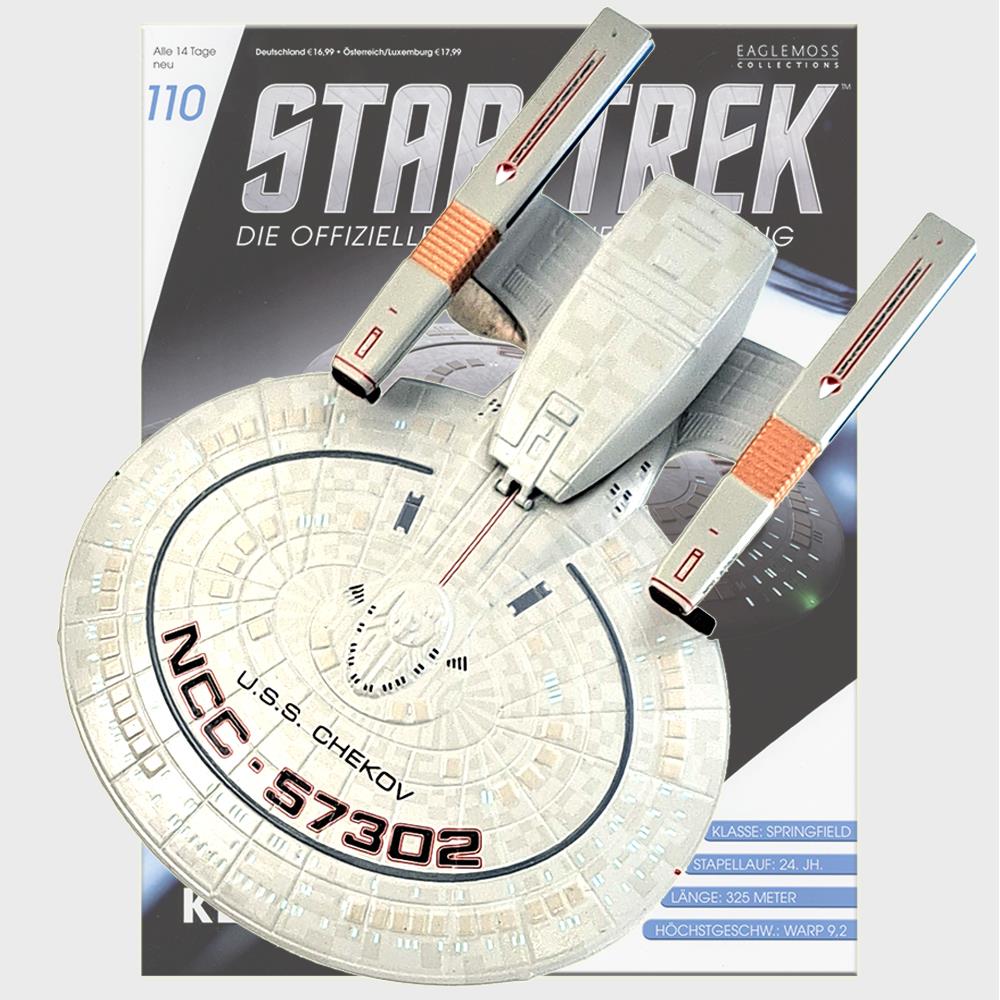 Star Trek Starships Collection - 12.5cm Springfield Class USS Chekov NCC-57302 - Issue 110 with German Magazine