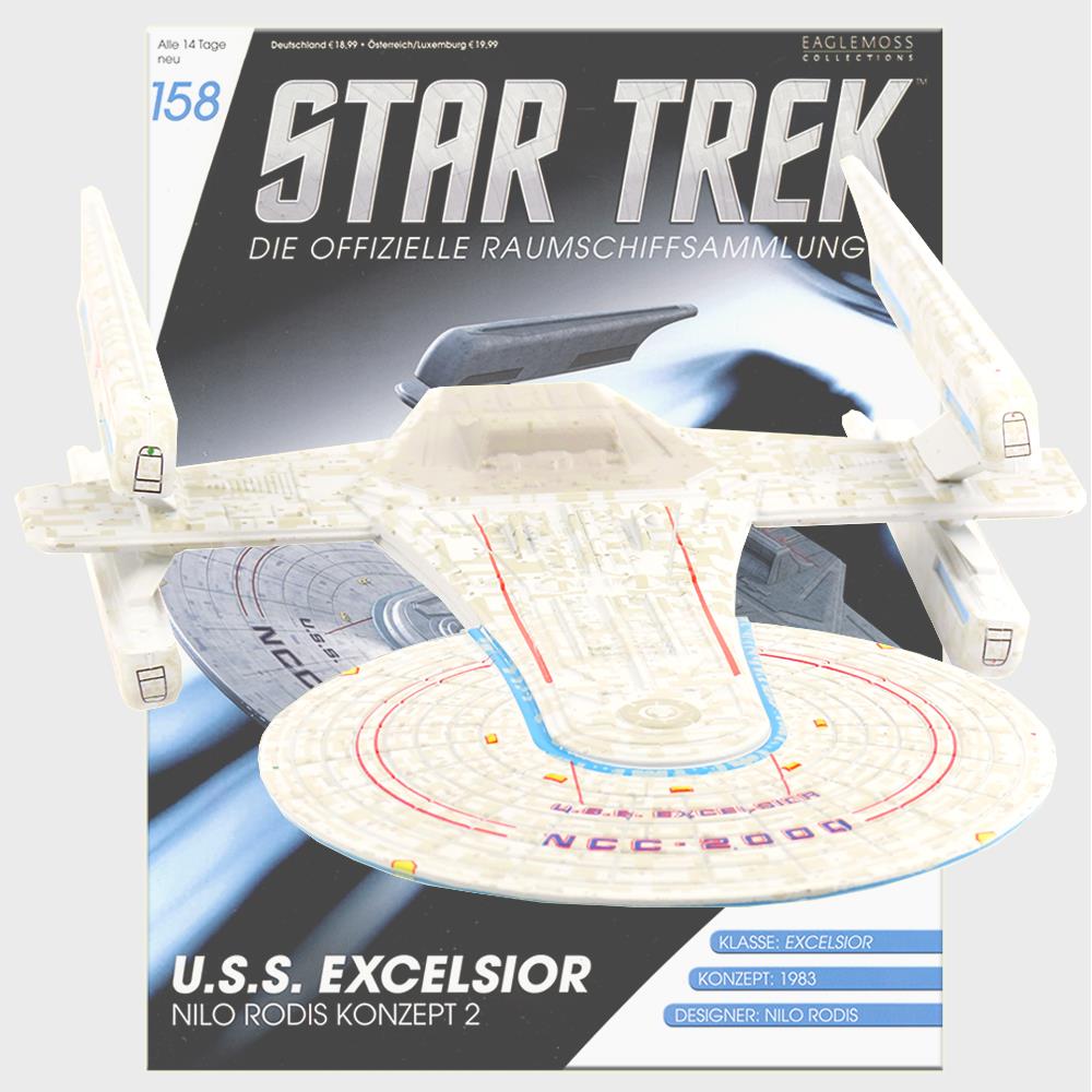 Star Trek Starships Collection - 13.6cm USS Excelsior Nilo Rodis Concept II - Issue 158 with German Magazine