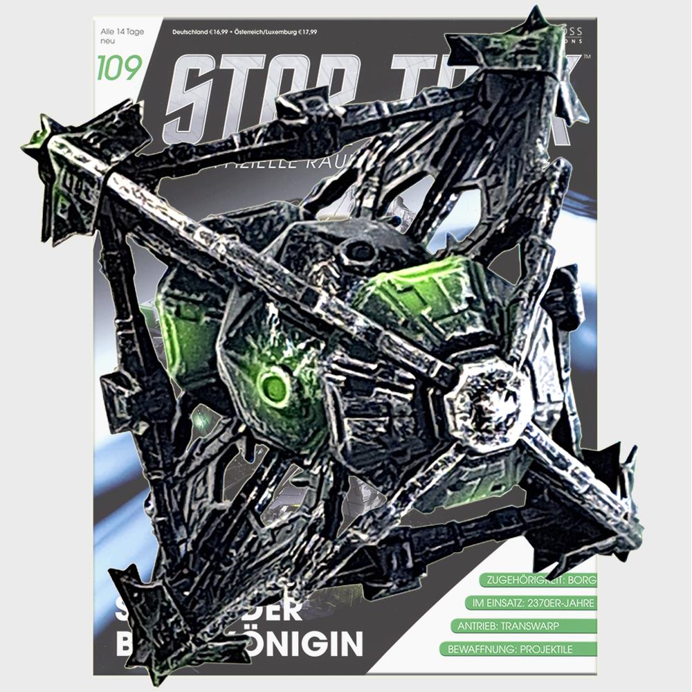 Star Trek Starships Collection - 8.5cm x 9.2cm Borg Queen's Ship - Issue 109 with German Magazine
