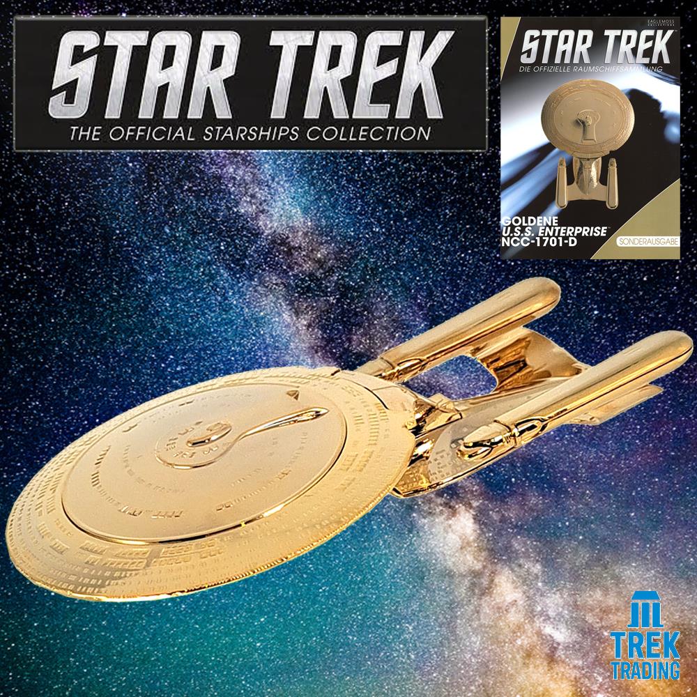 Star Trek Starships Collection - 14cm Gold U.S.S Enterprise NCC-1701-D - Special Issue 20 with German Magazine
