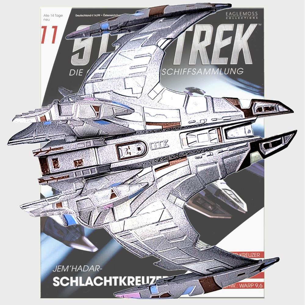 Star Trek Starships Collection - 10.5cm x 11cm Jem'Hadar Battlecruiser - Issue 11 with German Magazine